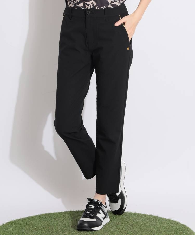 SA 【ストレッチ】ラメロゴ刺繍サッカーテーパードパンツ