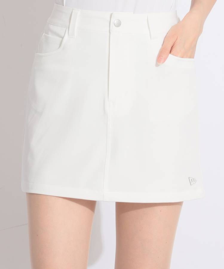 NE 【ストレッチ】ぺチパンツ付き台形スカート(オフホワイト)