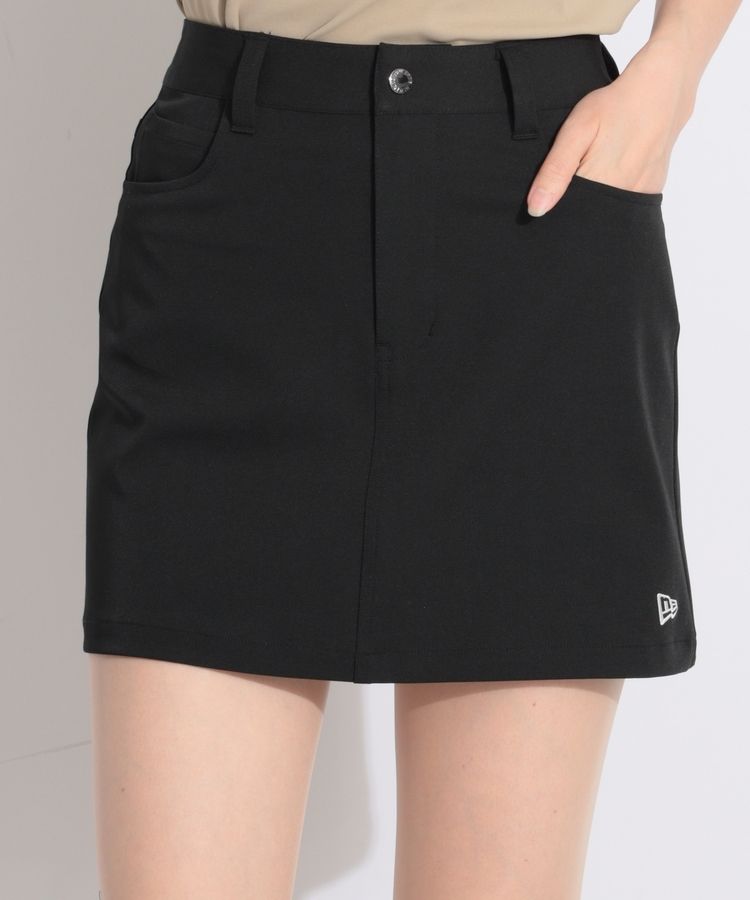 【ストレッチ】ぺチパンツ付き台形スカート(ブラック)