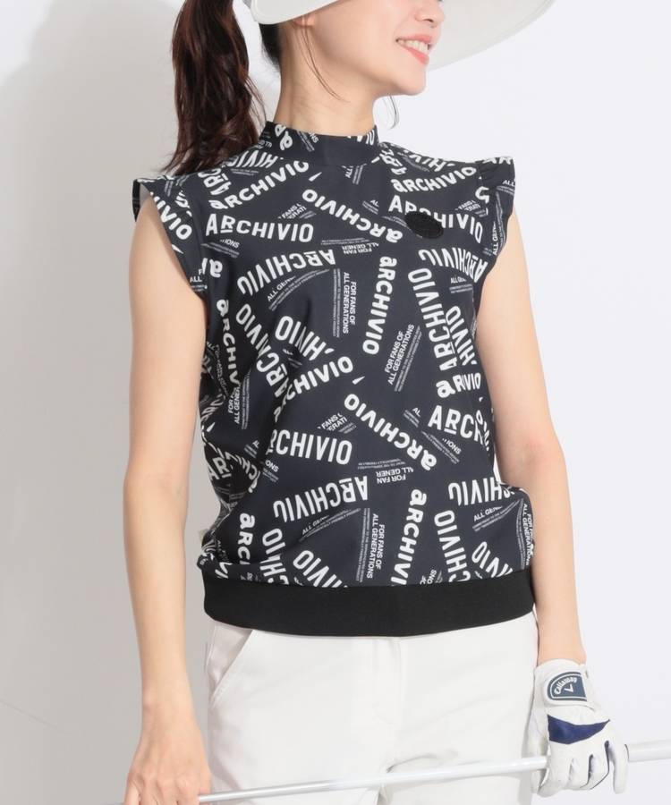 AR 【接触冷感】ランダムロゴフリルスリーブカットソー