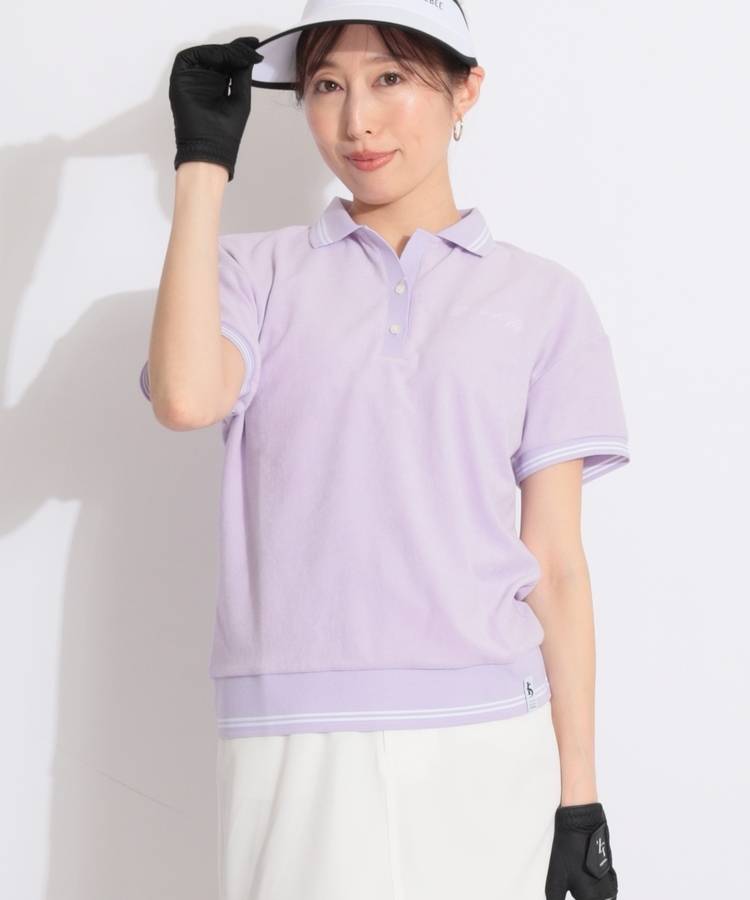 JR 【ストレッチ】スキッパーネックパイル半袖ポロシャツ