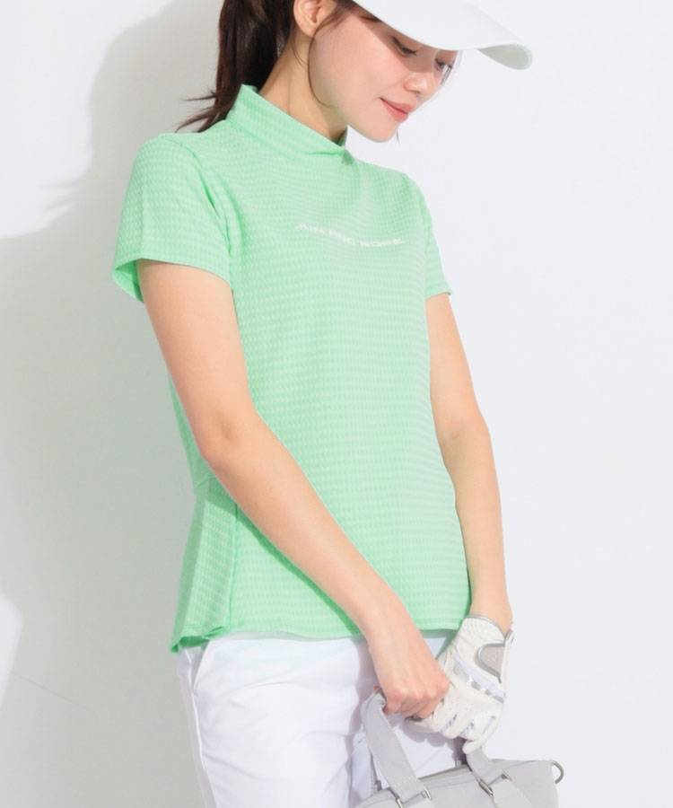 JR 【吸水速乾UV】格子ジャガードペプラム半袖カットソー