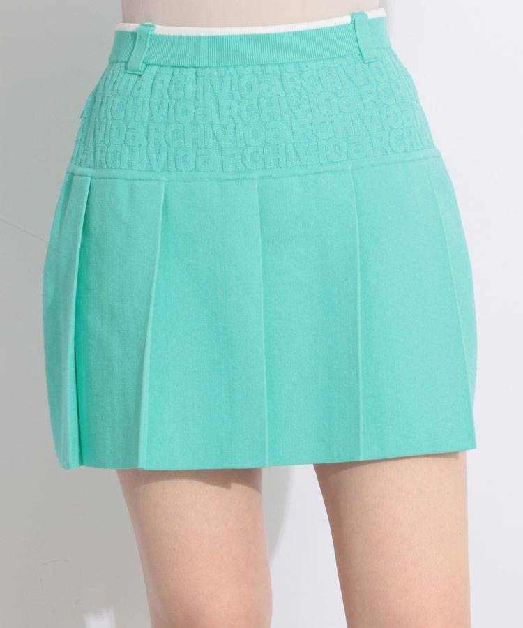 AR ジャガードロゴプリーツ切替ニットスカート