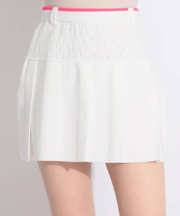 AR ジャガードロゴプリーツ切替ニットスカート