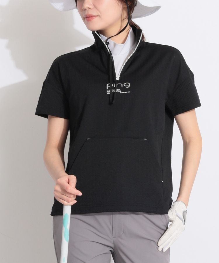 【接触冷感】ハーフジップサッカー半袖プルオーバー