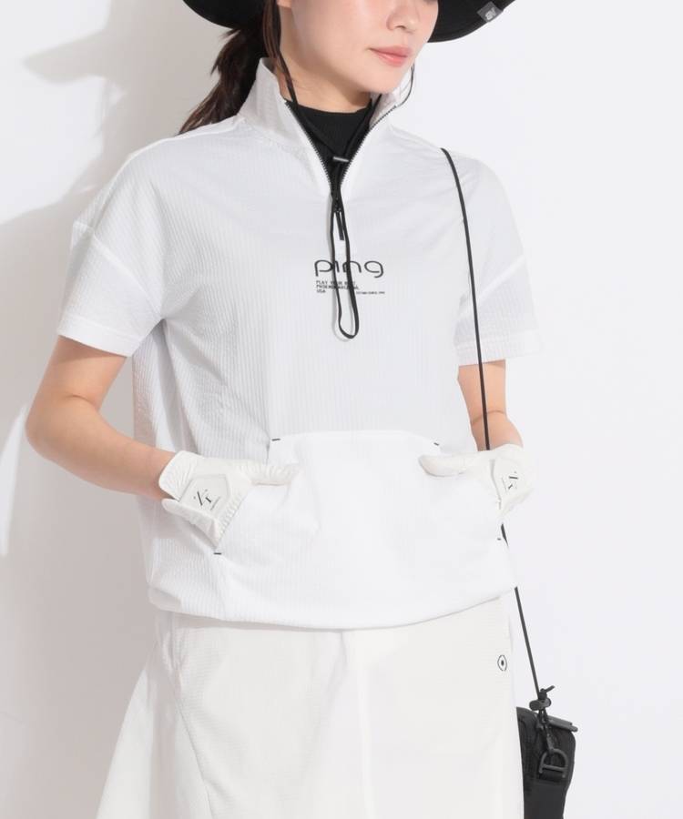 PN 【接触冷感】ハーフジップサッカー半袖プルオーバー