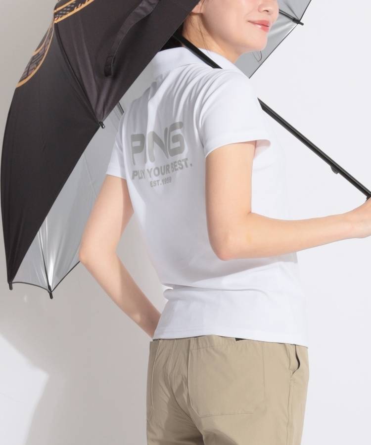 PN 【遮熱UV】バックプリント鹿の子半袖ポロシャツ