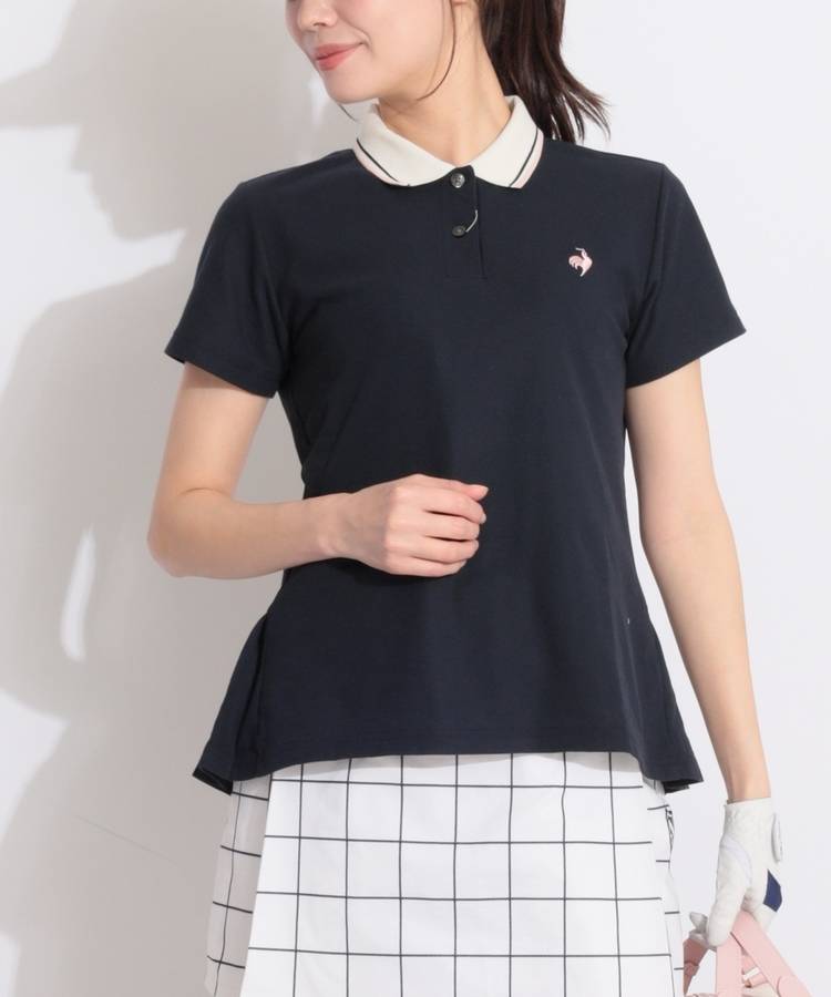 LQ 【吸汗】バックプリーツクレリック半袖ポロシャツ