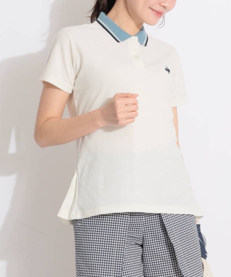 LQ 【吸汗】バックプリーツクレリック半袖ポロシャツ