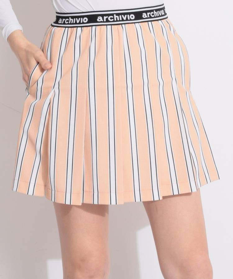 AR ストライプ柄プリーツスカート