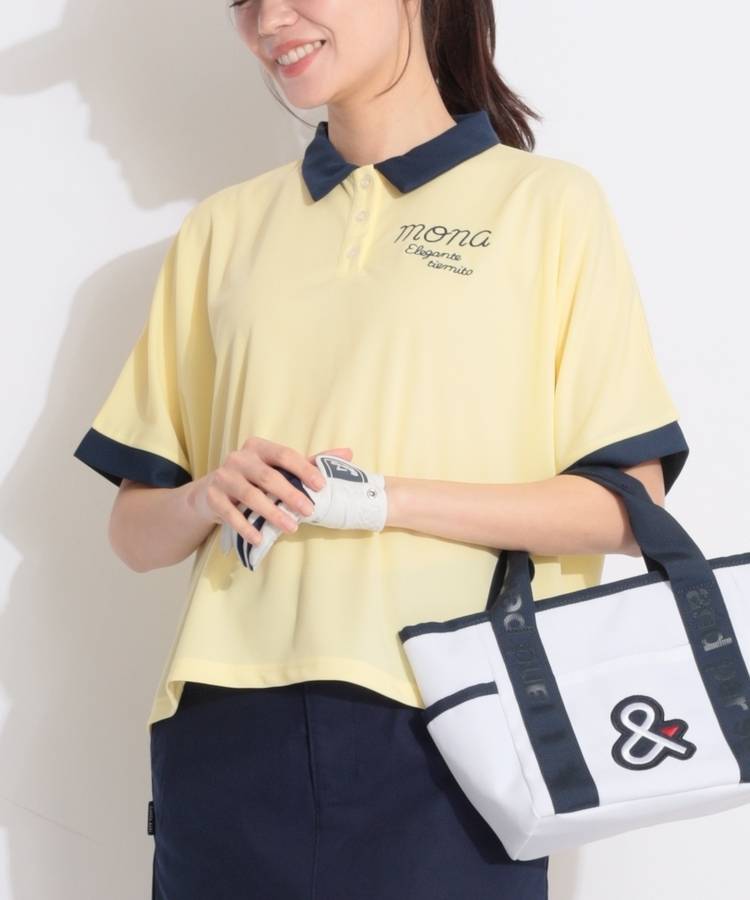 MD バックアーチ刺繍ラグランスリーブ半袖ポロシャツ