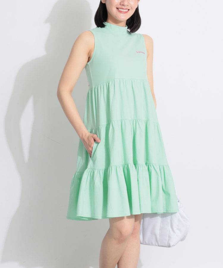 JB ポイントロゴ微メッシュティアードワンピース