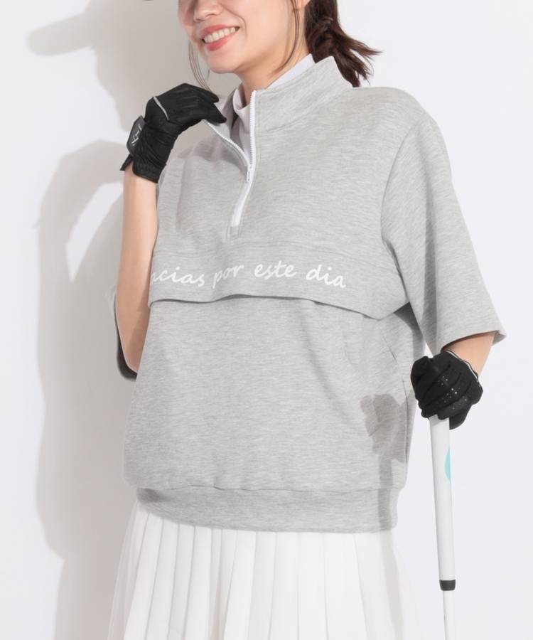 MD ハーフジップリラクシーダンボール半袖プルオーバー