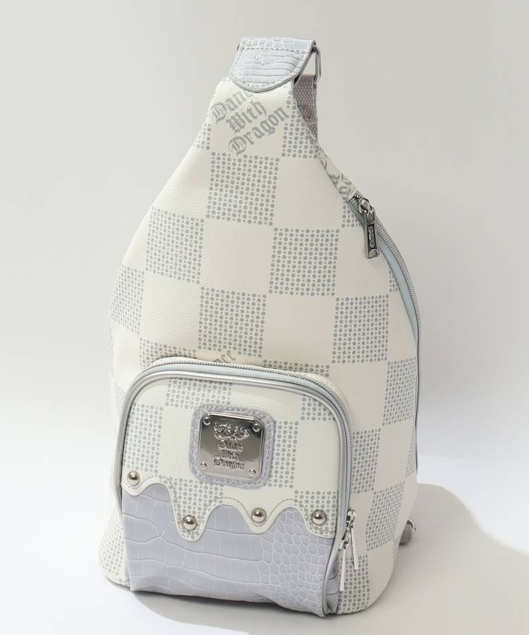 DD ドットチェック柄合皮ボディバッグ