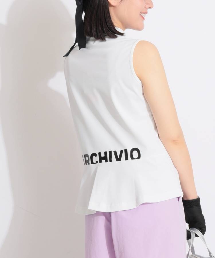 AR 【接触冷感UV】バックフレアノースリーブカットソー