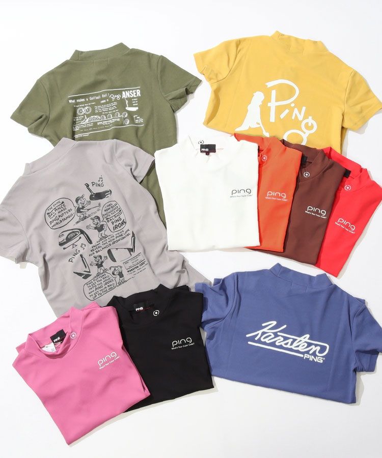 【UV・防透け】配色ライン半袖モックネックカットソー