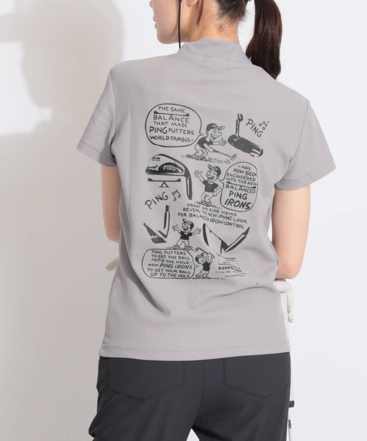 PN 【10色展開】バックプリントモックネック半袖カットソー