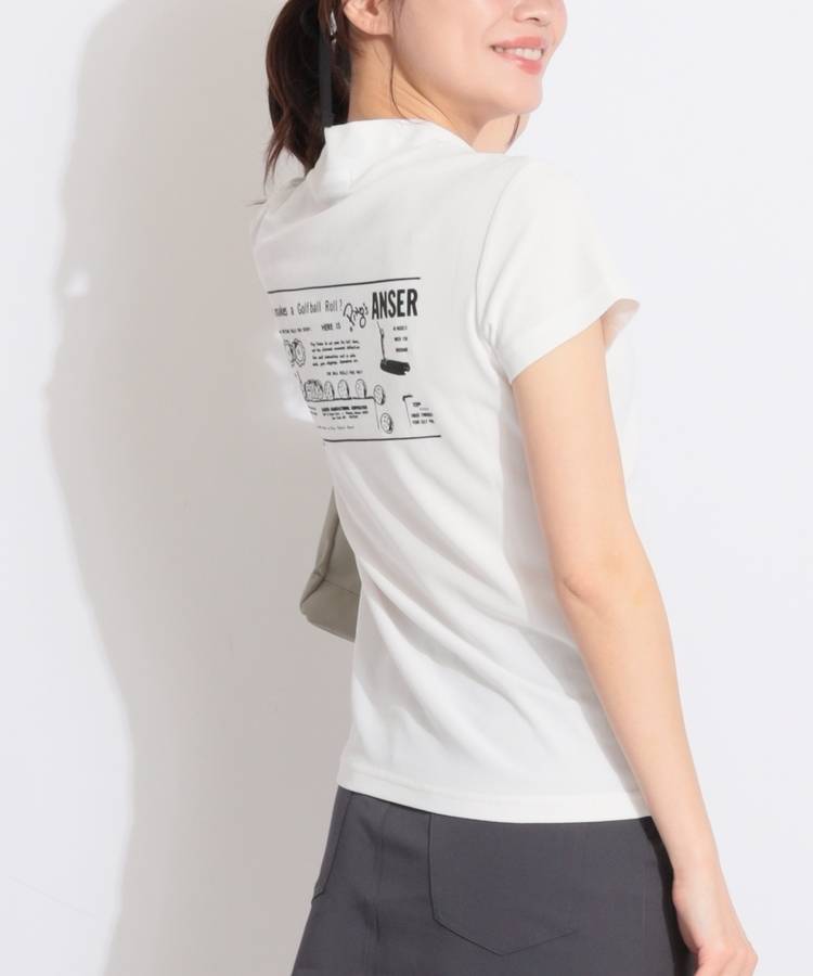 PN 【10色展開】バックプリントモックネック半袖カットソー