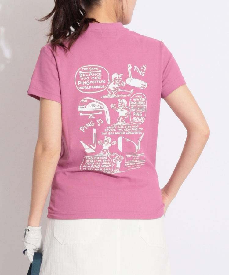 PN 【10色展開】バックプリントモックネック半袖カットソー