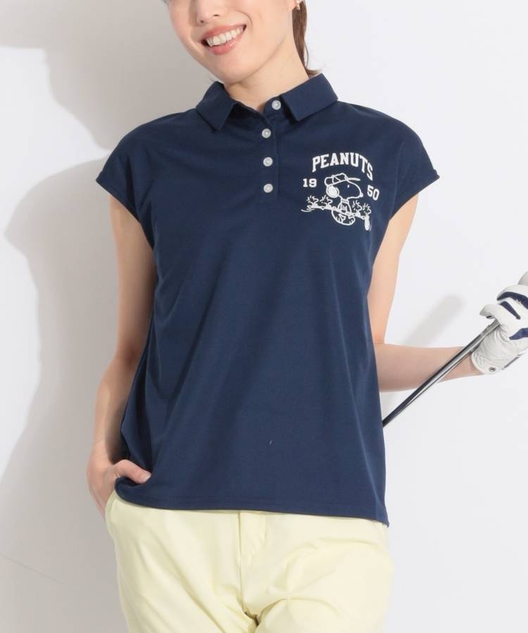 DL 【PEANUTS】鹿の子フレンチスリーブポロシャツ