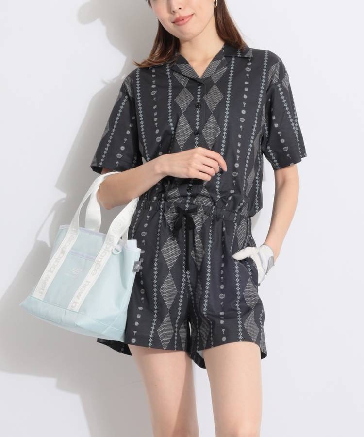 TM モチーフストライプ柄オールインワン