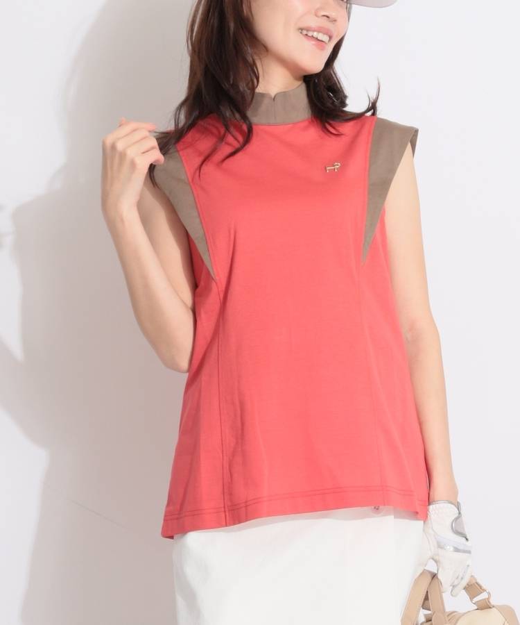 HK バイカラー切替フレンチスリーブカットソー