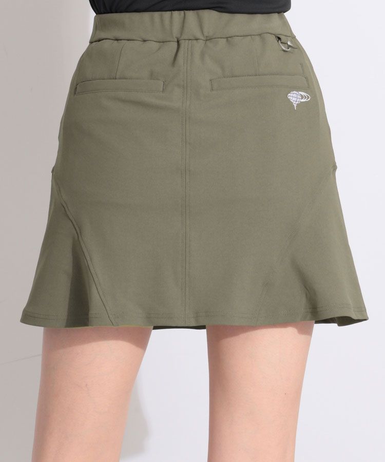 一体型ぺチパンツ付ビッグロゴプリントアシメフレアスカート