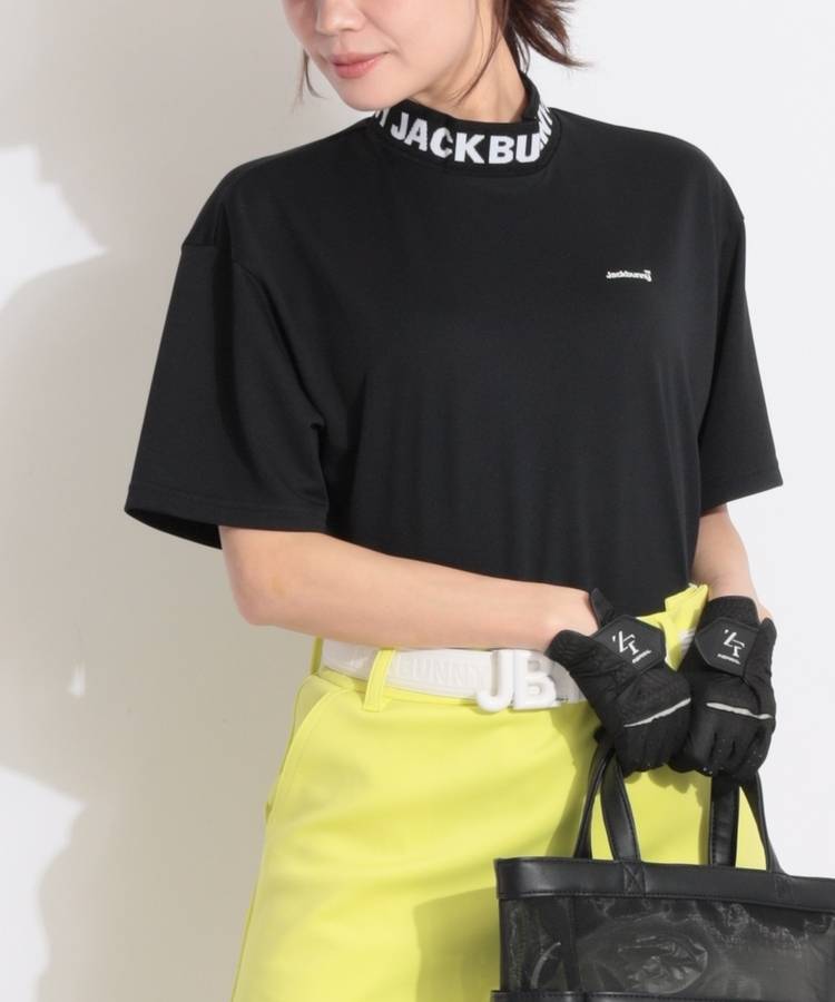 JB 【吸水速乾】ジャガードロゴ半袖モックネックカットソー