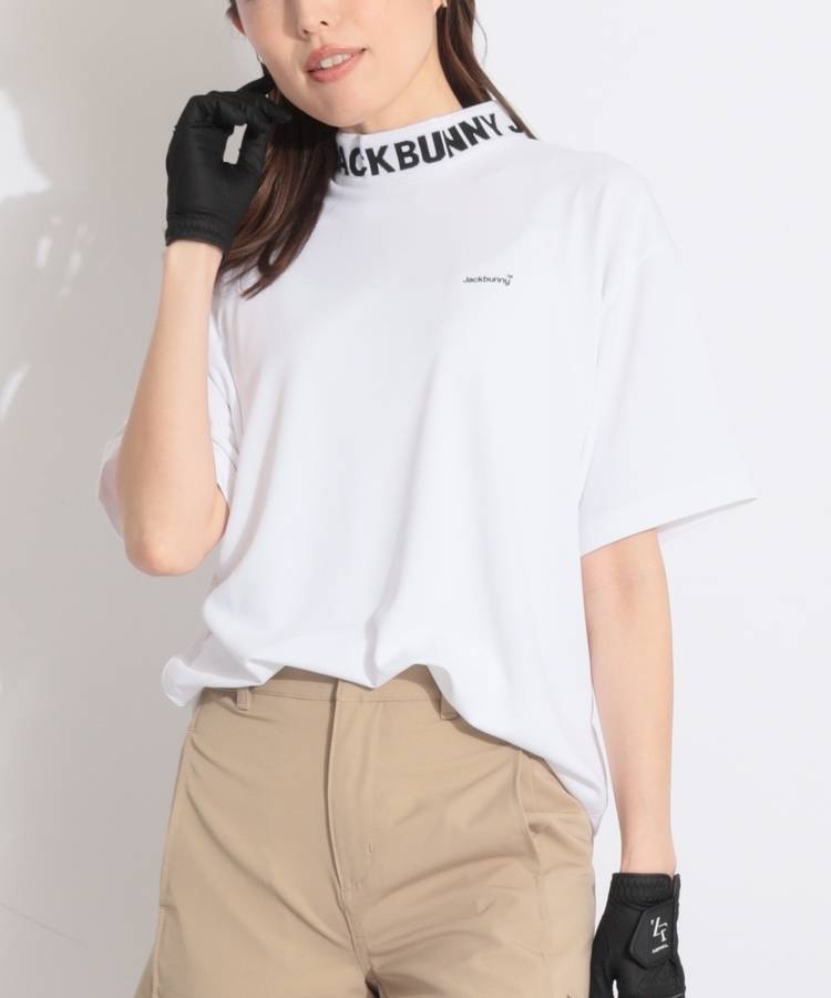 JB 【吸水速乾】ジャガードロゴ半袖モックネックカットソー