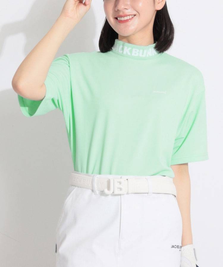 JB 【吸水速乾】ジャガードロゴ半袖モックネックカットソー