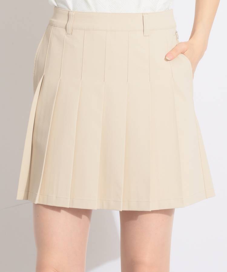 BE 【撥水UV】バックロゴ刺繍プリーツスカート