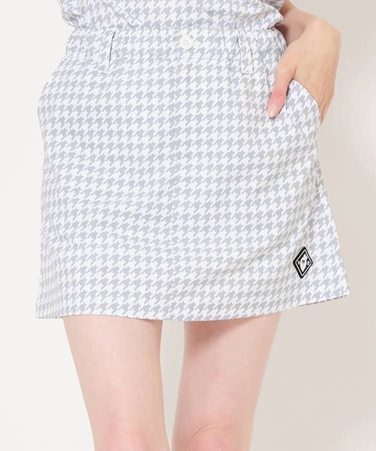 VI 【ストレッチ】一体型ぺチパンツ付き千鳥プリントスカート