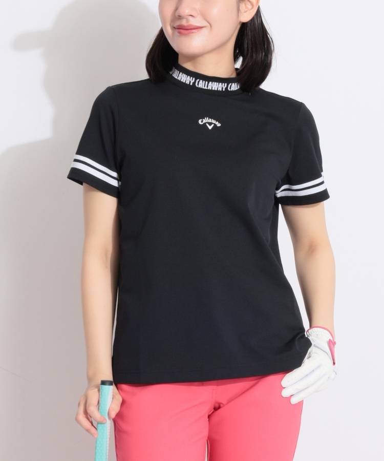 CA 【接触冷感】ジャガードロゴ半袖モックネックカットソー