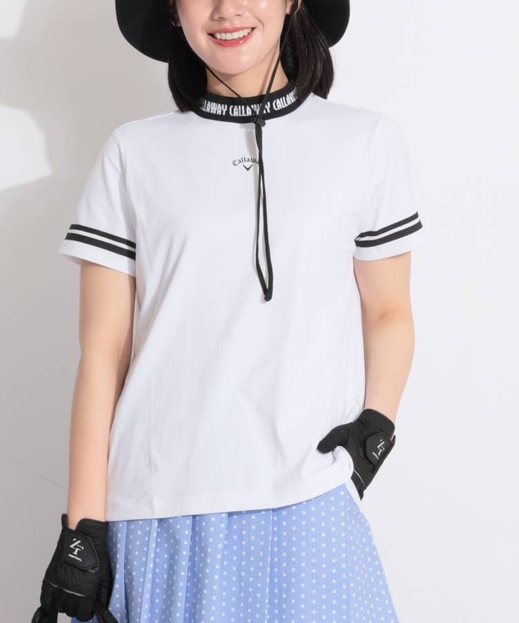 CA 【接触冷感】ジャガードロゴ半袖モックネックカットソー