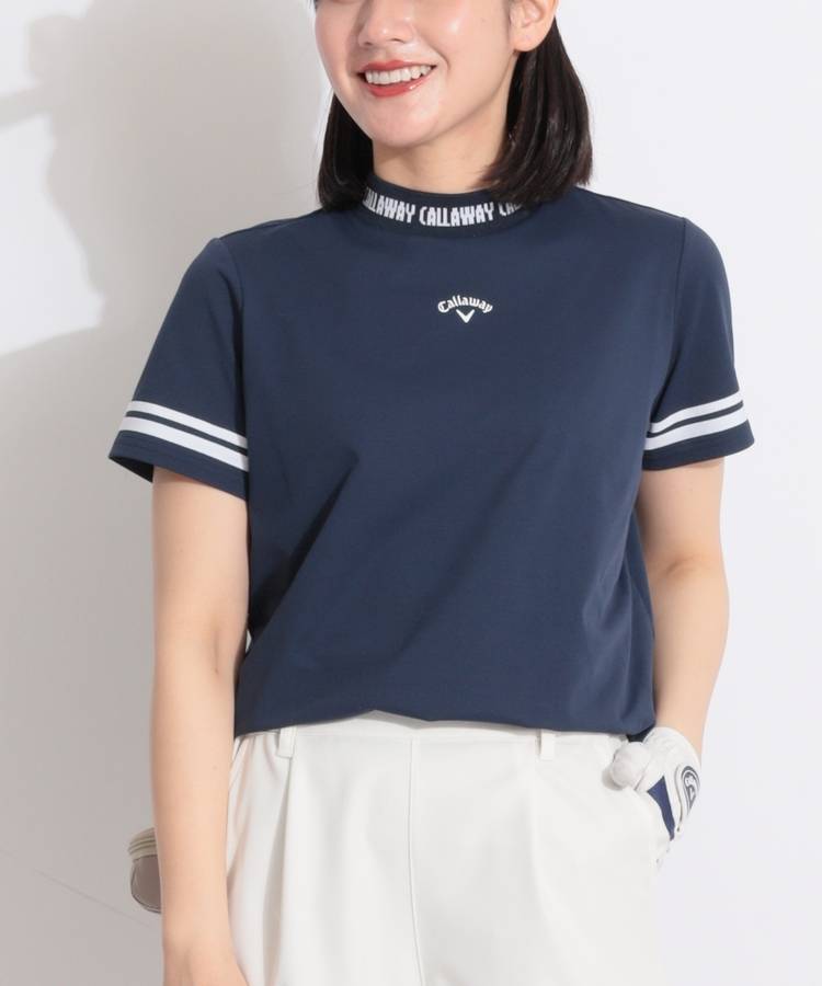 CA 【接触冷感】ジャガードロゴ半袖モックネックカットソー