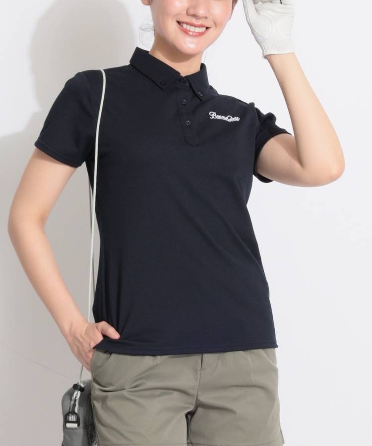 BE 【吸水速乾UV】バックタックボタンダウン半袖ポロシャツ