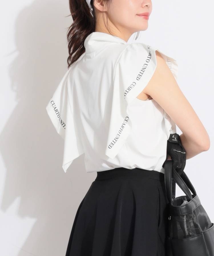 CU 【吸汗速乾】フリルロゴスリーブポロシャツ