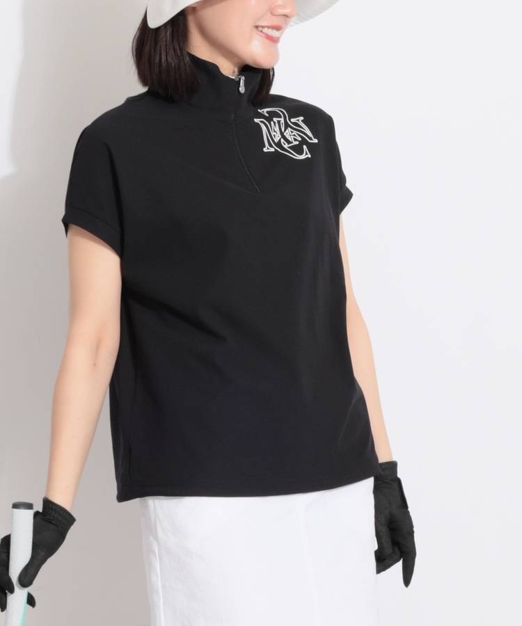 MC 【吸汗速乾UV】ラグランスリーブハーフジップカットソー