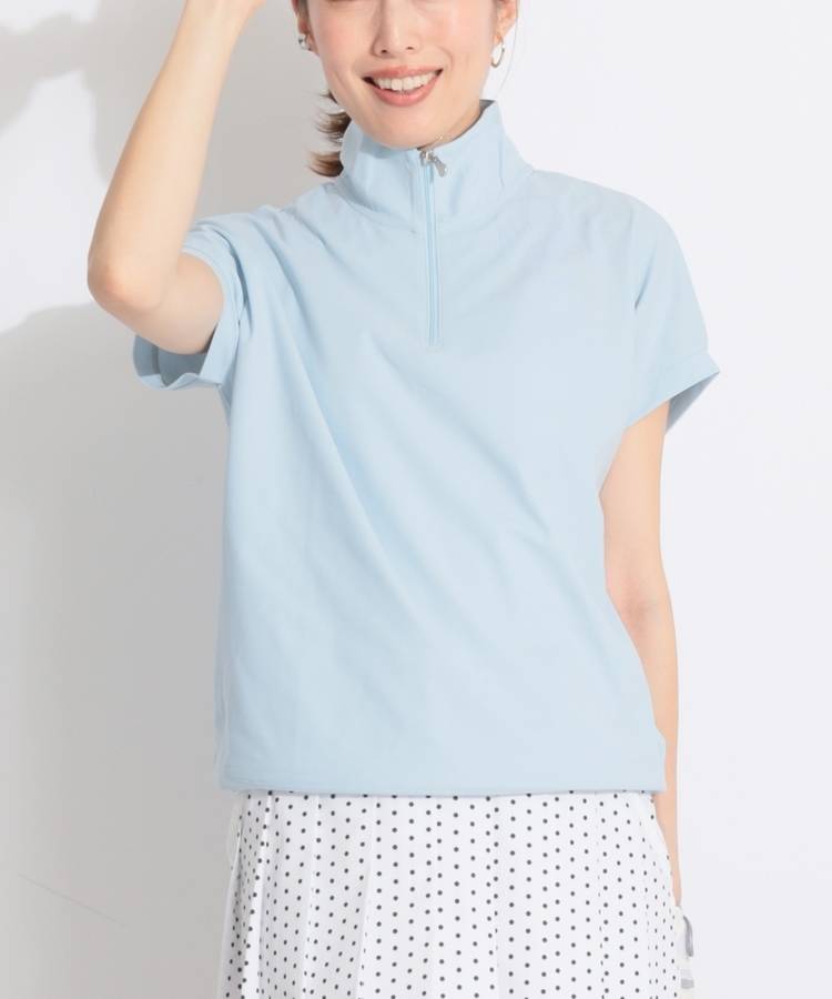 MC 【吸汗速乾UV】ラグランスリーブハーフジップカットソー