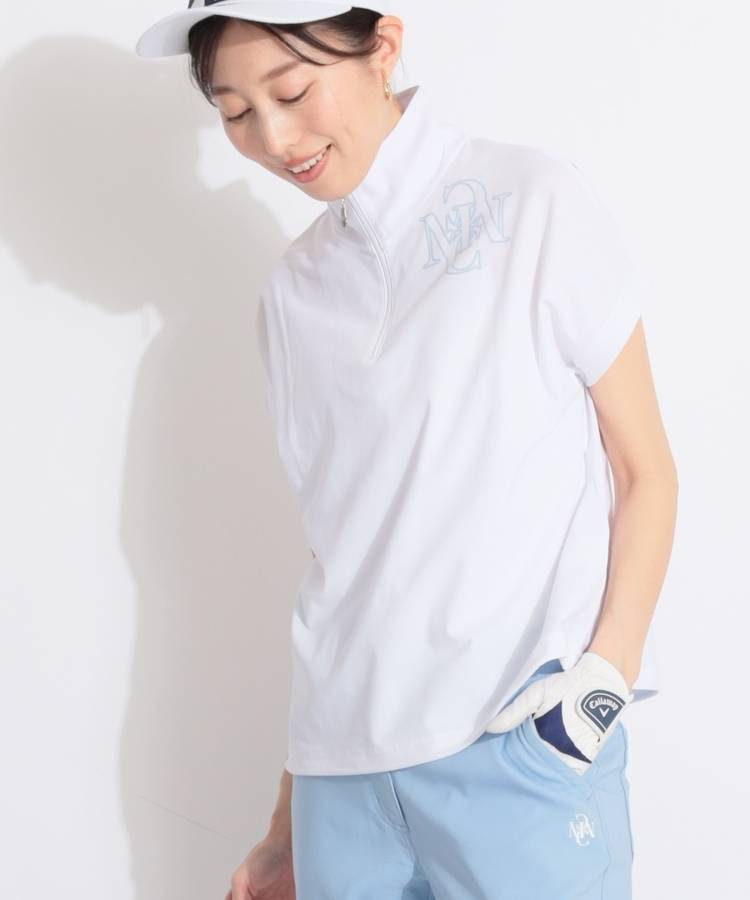 MC 【吸汗速乾UV】ラグランスリーブハーフジップカットソー