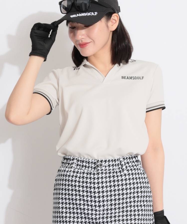 BE 【吸水速乾】バックプリントスキッパー半袖ポロシャツ