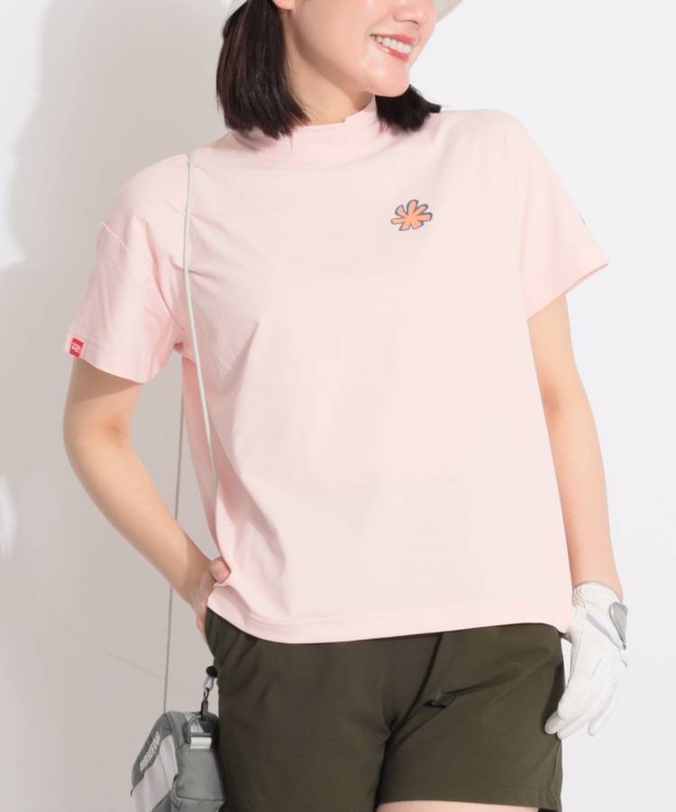 RO 【吸水速乾UV】バックプリントモックネック半袖カットソー