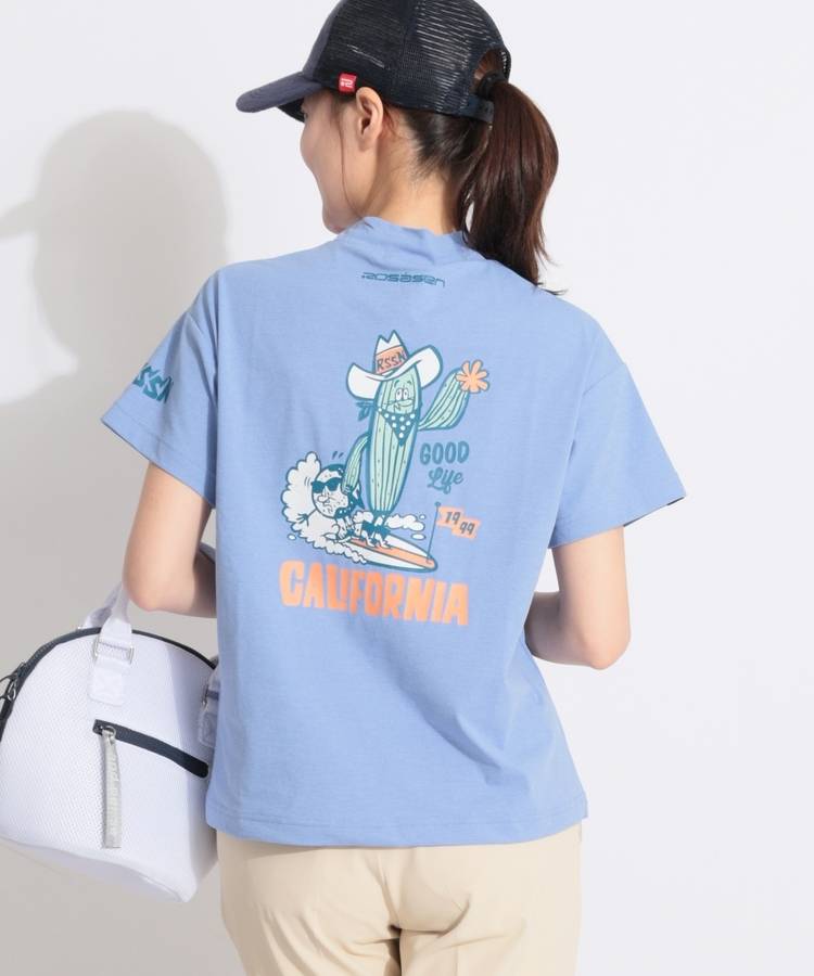 RO 【吸水速乾UV】バックプリントモックネック半袖カットソー