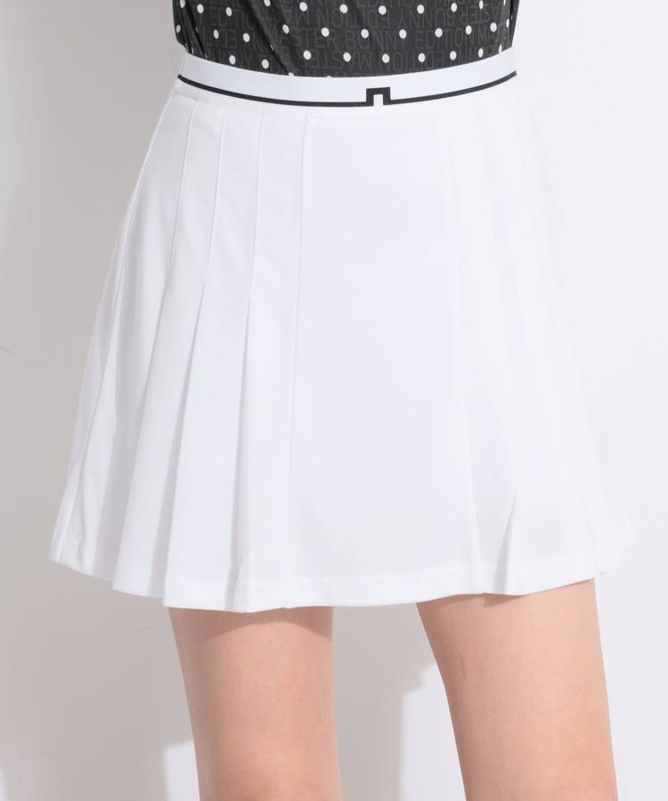 JL 【吸水速乾】一体型ぺチパンツ付ウエストロゴプリーツスカート