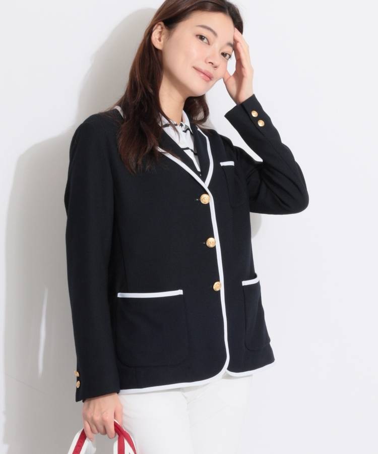 PG パイピングライン格子ジャガードジャケット