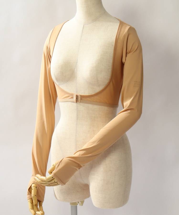 PG 【接触冷感】メッシュ切替ボレロ型アームカバー(ベージュ)