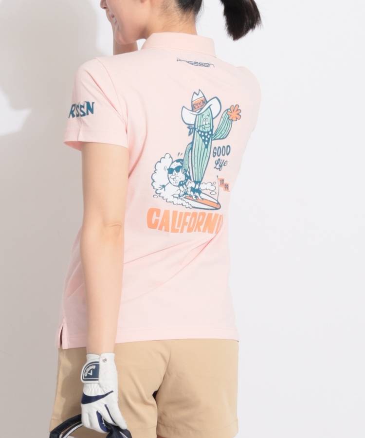 RO 【吸水速乾UV】バックプリント半袖ポロシャツ