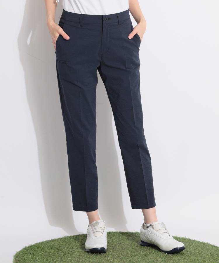 BE 【吸水速乾】センタープレスサッカーテーパードパンツ