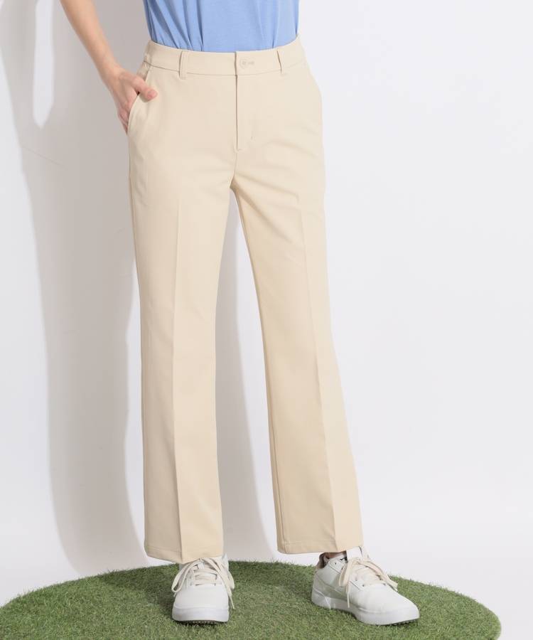 BE 【撥水ストレッチ】センタープレスフレアパンツ