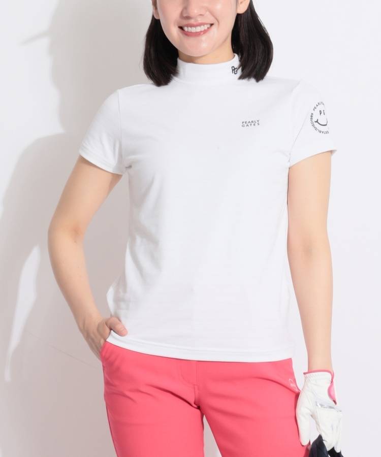 PG ボーダー柄モックネック半袖カットソー